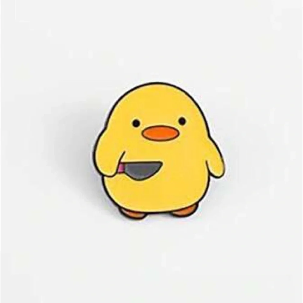 Women’s Jewelry Colorful Funny Duck with Knife Enamel Pin Yellow Black Orange